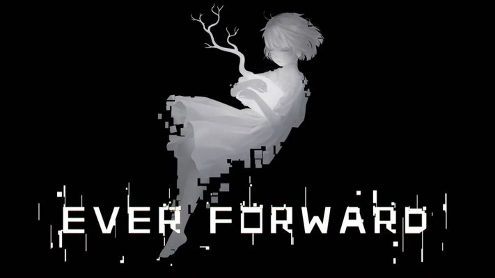 Ever Forward logo text with a silhouette of a girl above with a black background