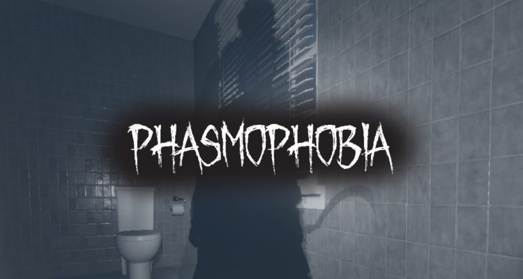 Phasmophobia on a background of a shadow with a scythe in their hand